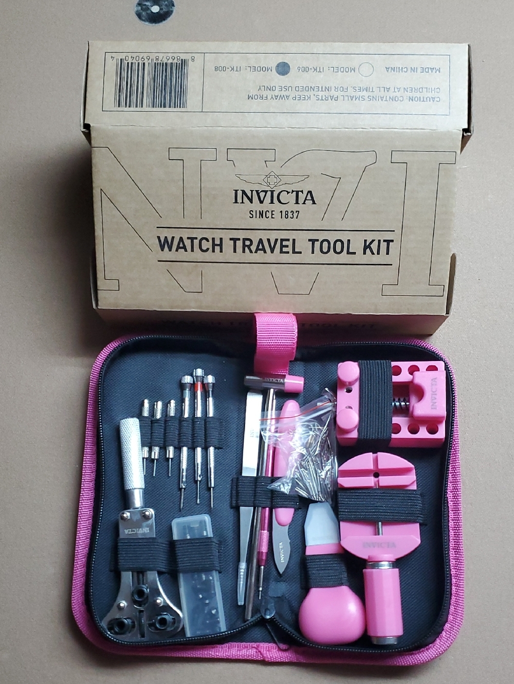 Invicta Pink and Black Watch Travel Tool Kit - Picture 1 of 2